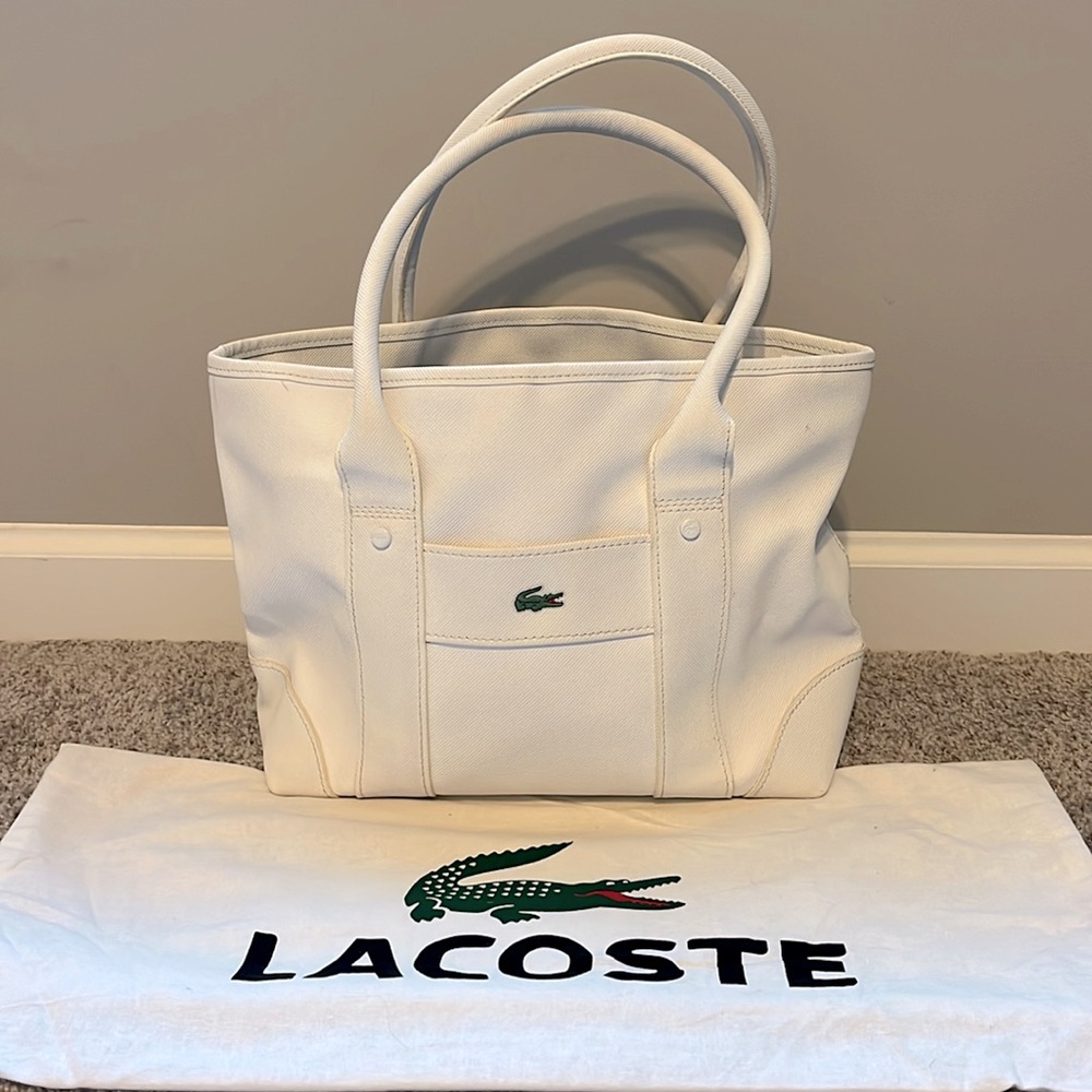 Gently used white Lacoste Small Concept Tote